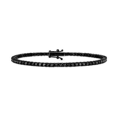 Round Brilliant Cut Black Diamond Tennis Bracelet