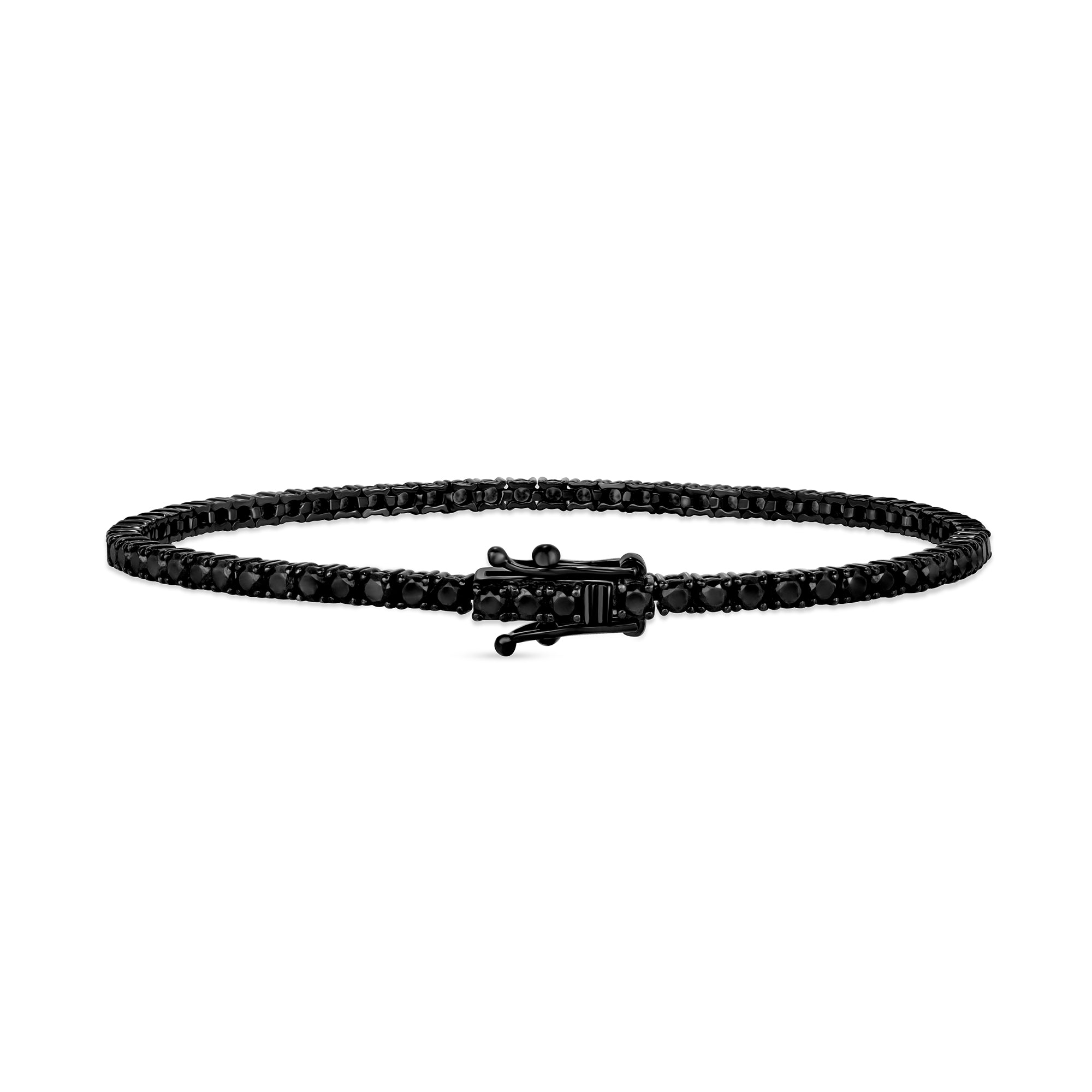 Round Brilliant Cut Black Diamond Tennis Bracelet