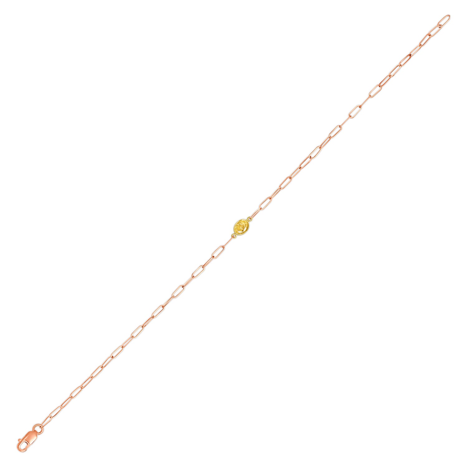 Oval Cut Fancy Yellow Diamond Chain Link Bracelet