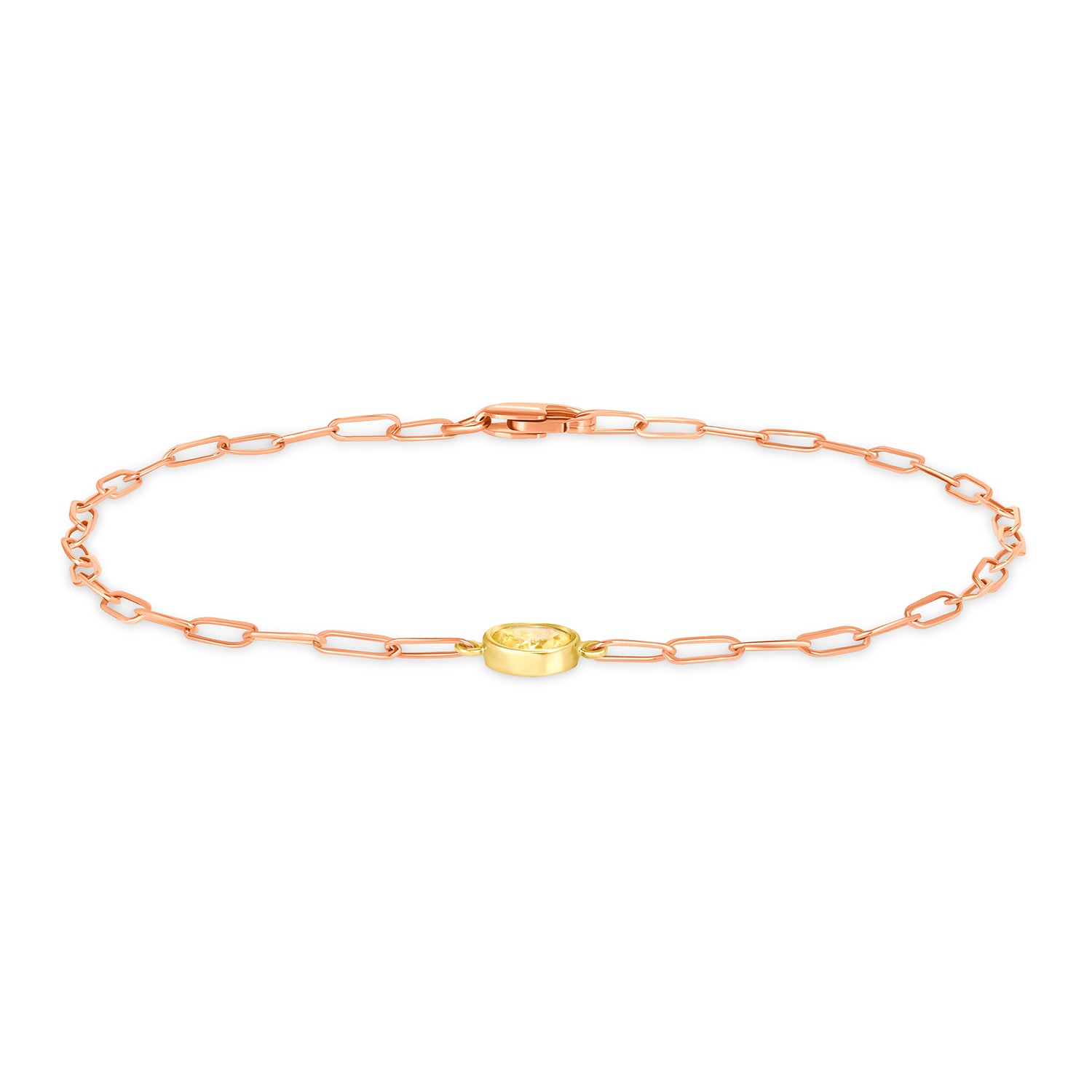 Oval Cut Fancy Yellow Diamond Chain Link Bracelet