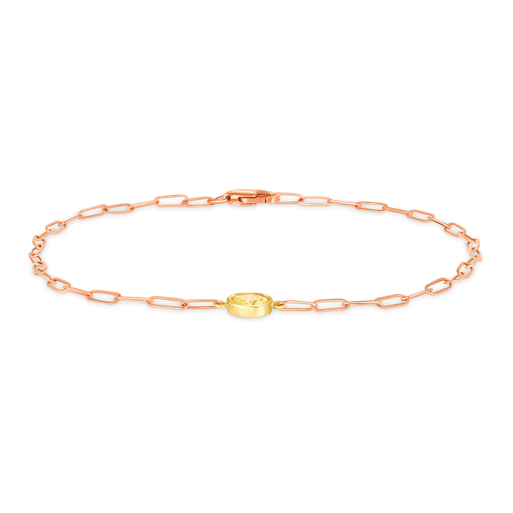 Oval Cut Fancy Yellow Diamond Chain Link Bracelet