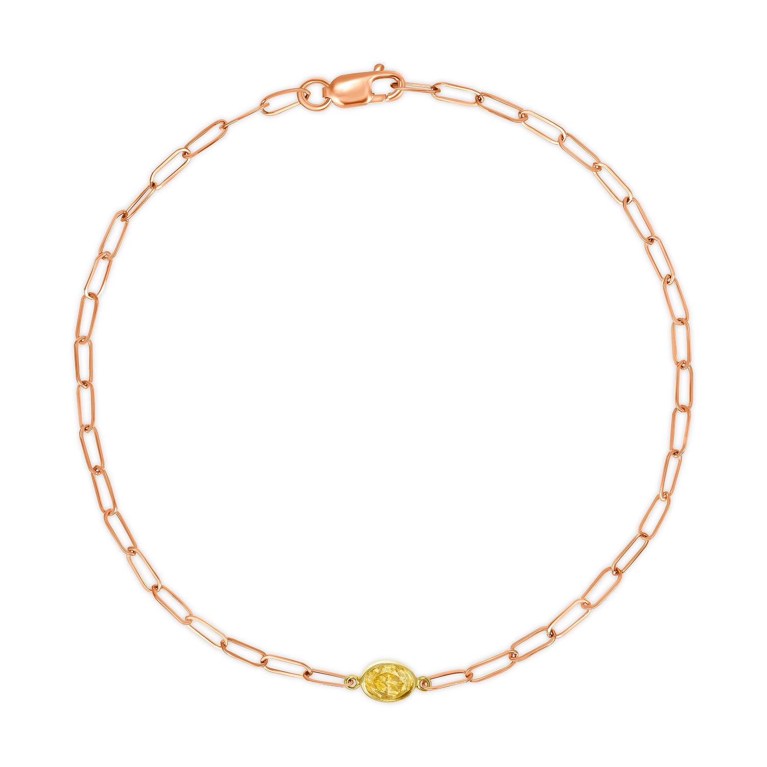 Oval Cut Fancy Yellow Diamond Chain Link Bracelet