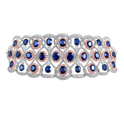 Tri-Layered Blue Sapphire &amp; Diamond Bracelet/Choker