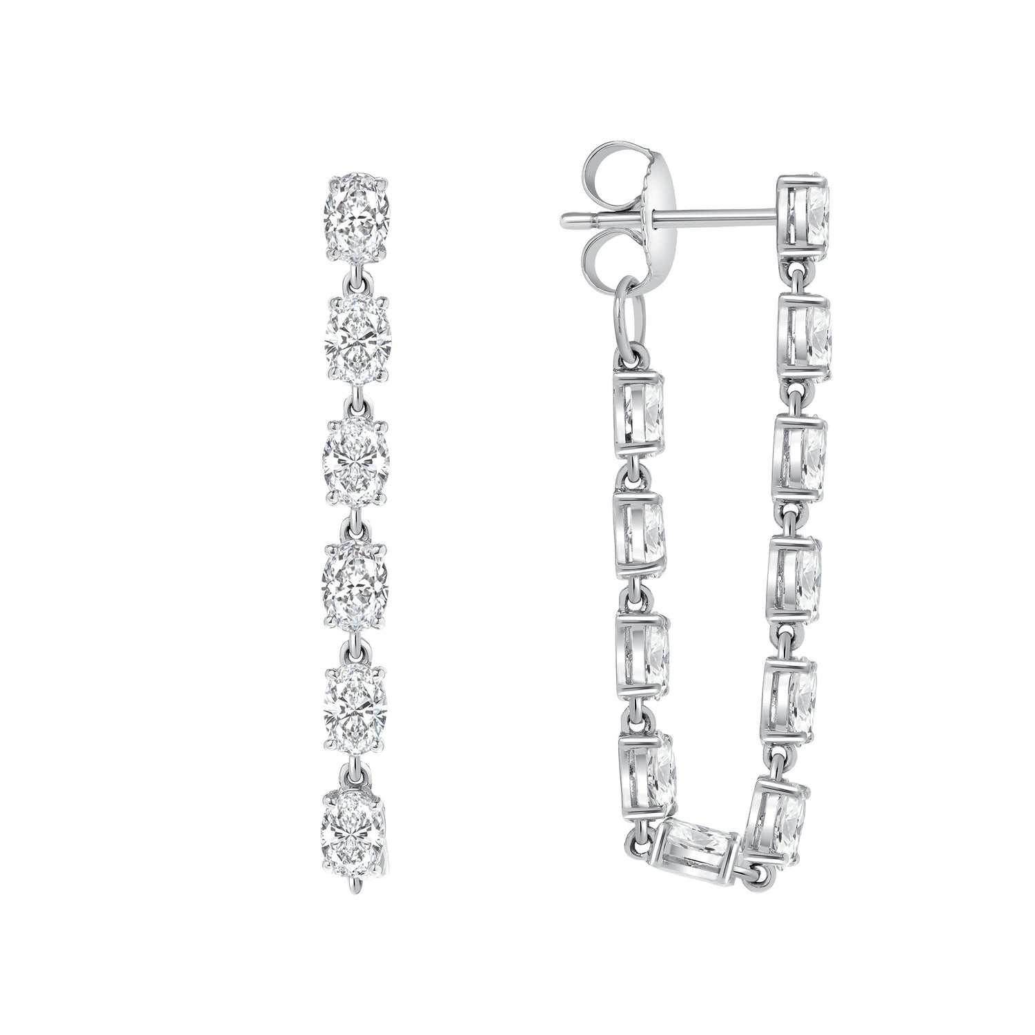 5CT Front and Back Oval Diamond Dangle Earrings