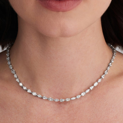 15.73 CT Mixed-cut Diamond Tennis Necklace