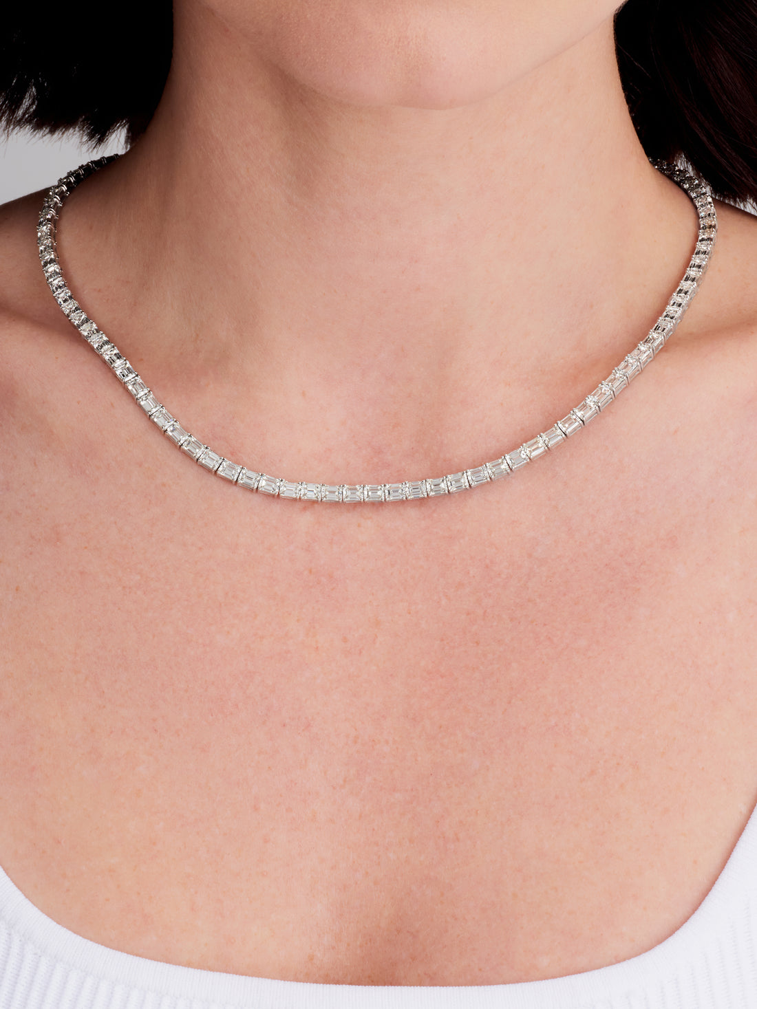 14.40CT Emerald Cut Diamond Tennis Necklace