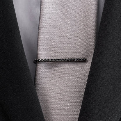 Round Brilliant Cut Black Diamond Tie Bar