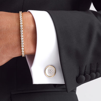 Round Brilliant Cut Diamond Accented Button Cufflinks