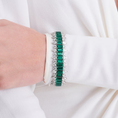 Colombian Emerald Baguette and Multi-Shape Diamond Bracelet