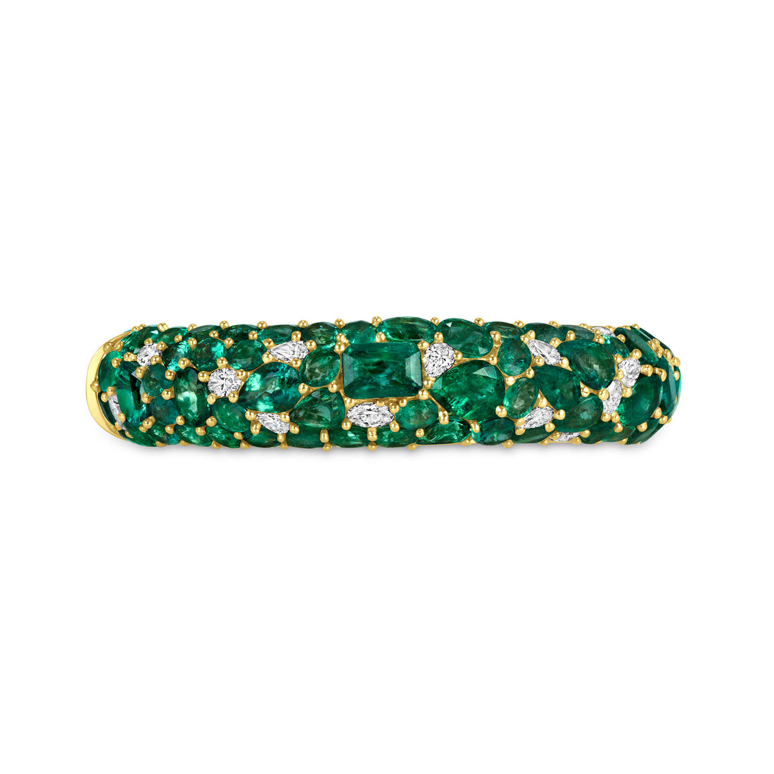 66 CT Mix Cut Multi Emerald and Diamond Bangle