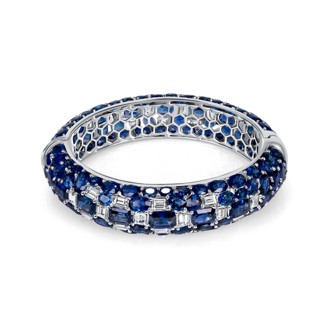 81 CT Mix Cut Sapphire and Diamond Bangle