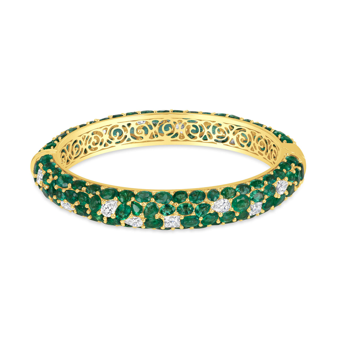 32 CT Mix Cut Emerald and Diamond Bangle