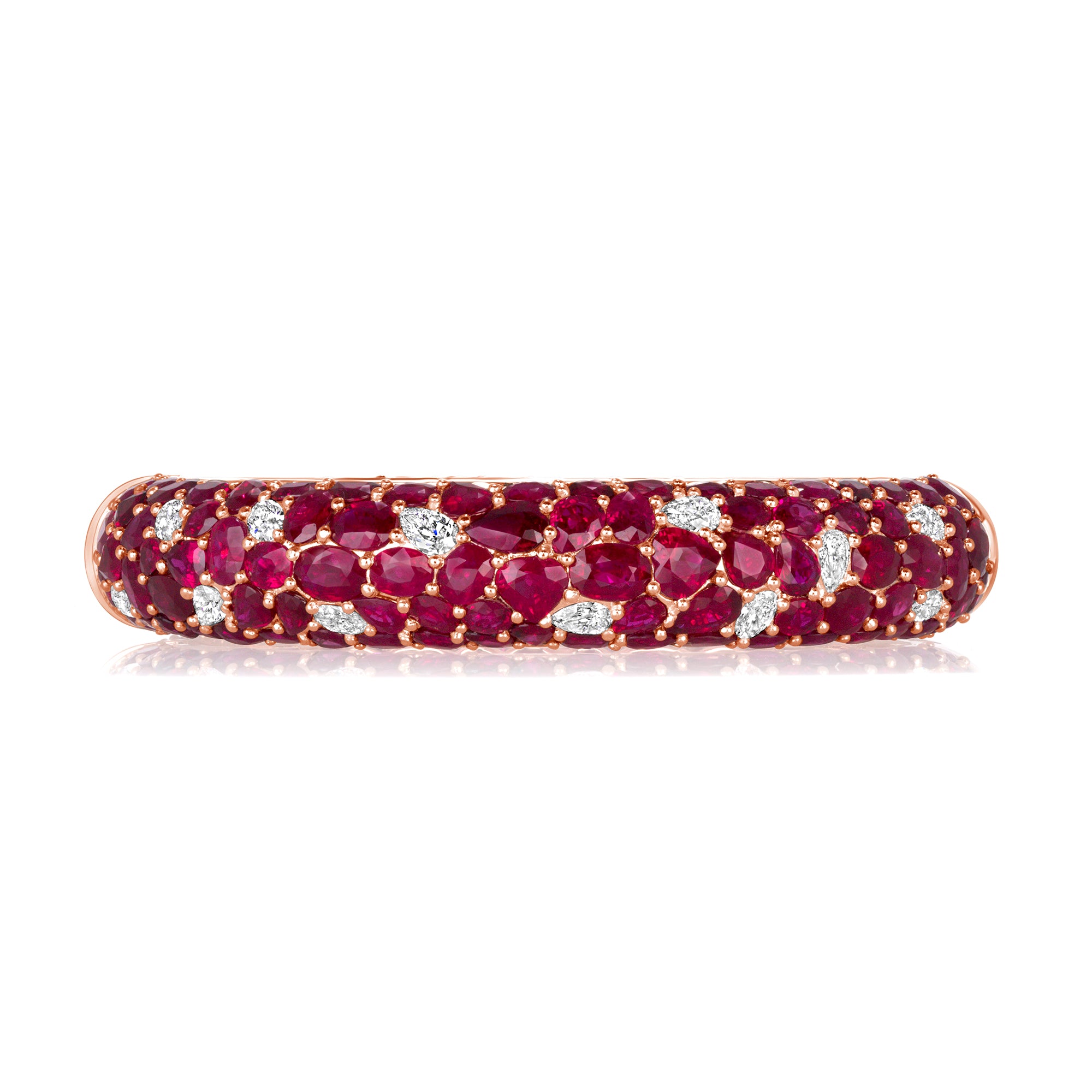 66 CT Mix Cut Ruby and Diamond Bangle