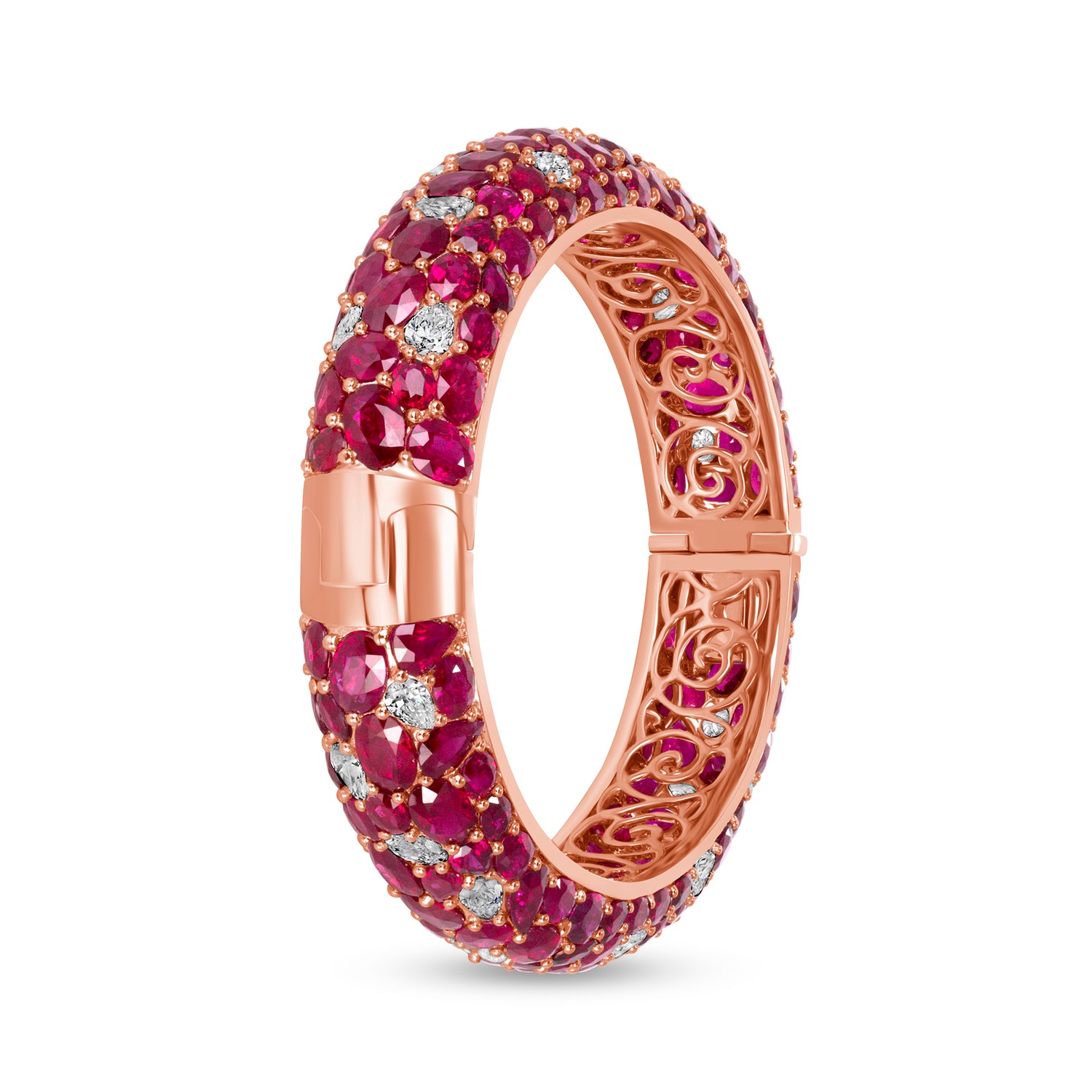 66 CT Mix Cut Ruby and Diamond Bangle