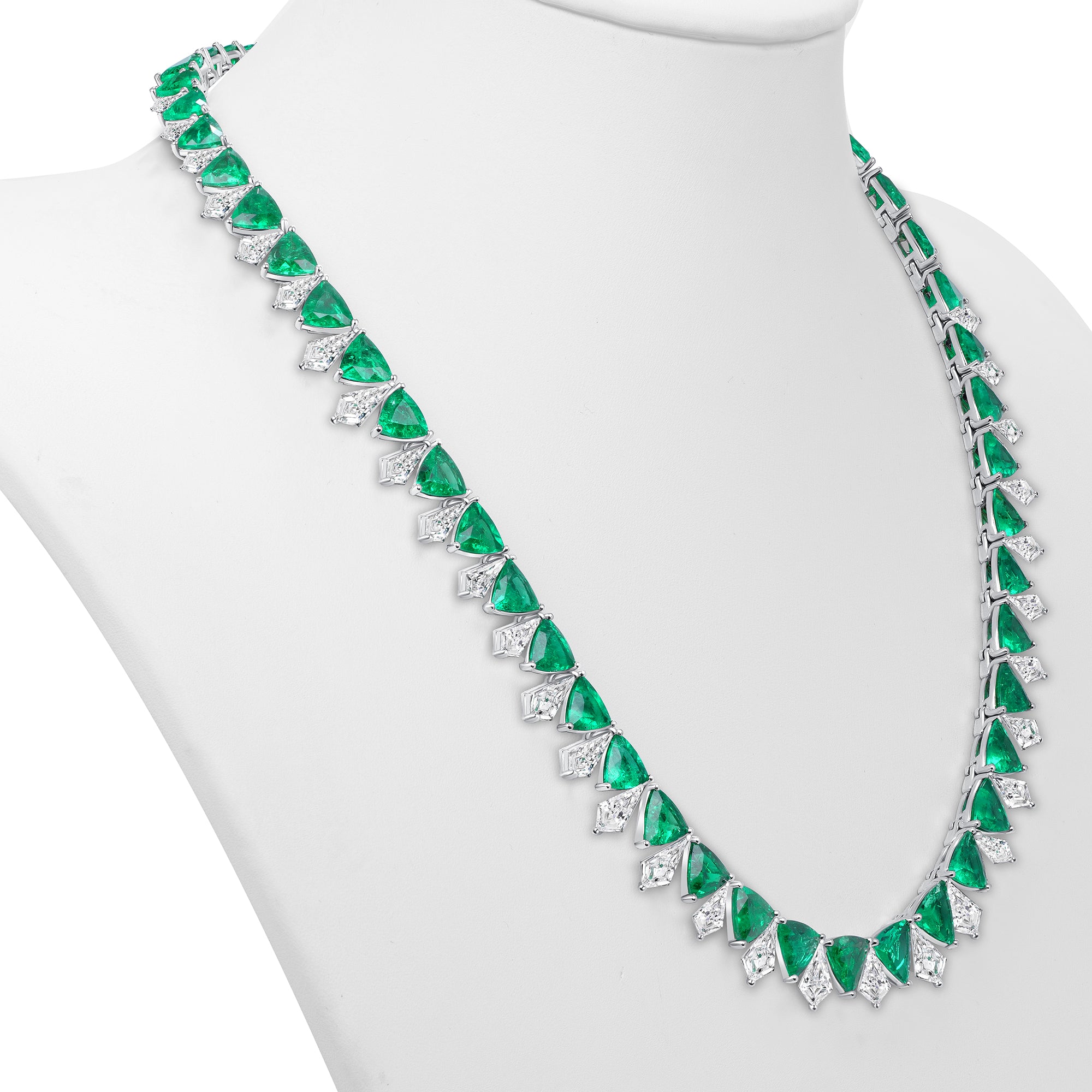 43.09 CT Emerald and Diamond Necklace