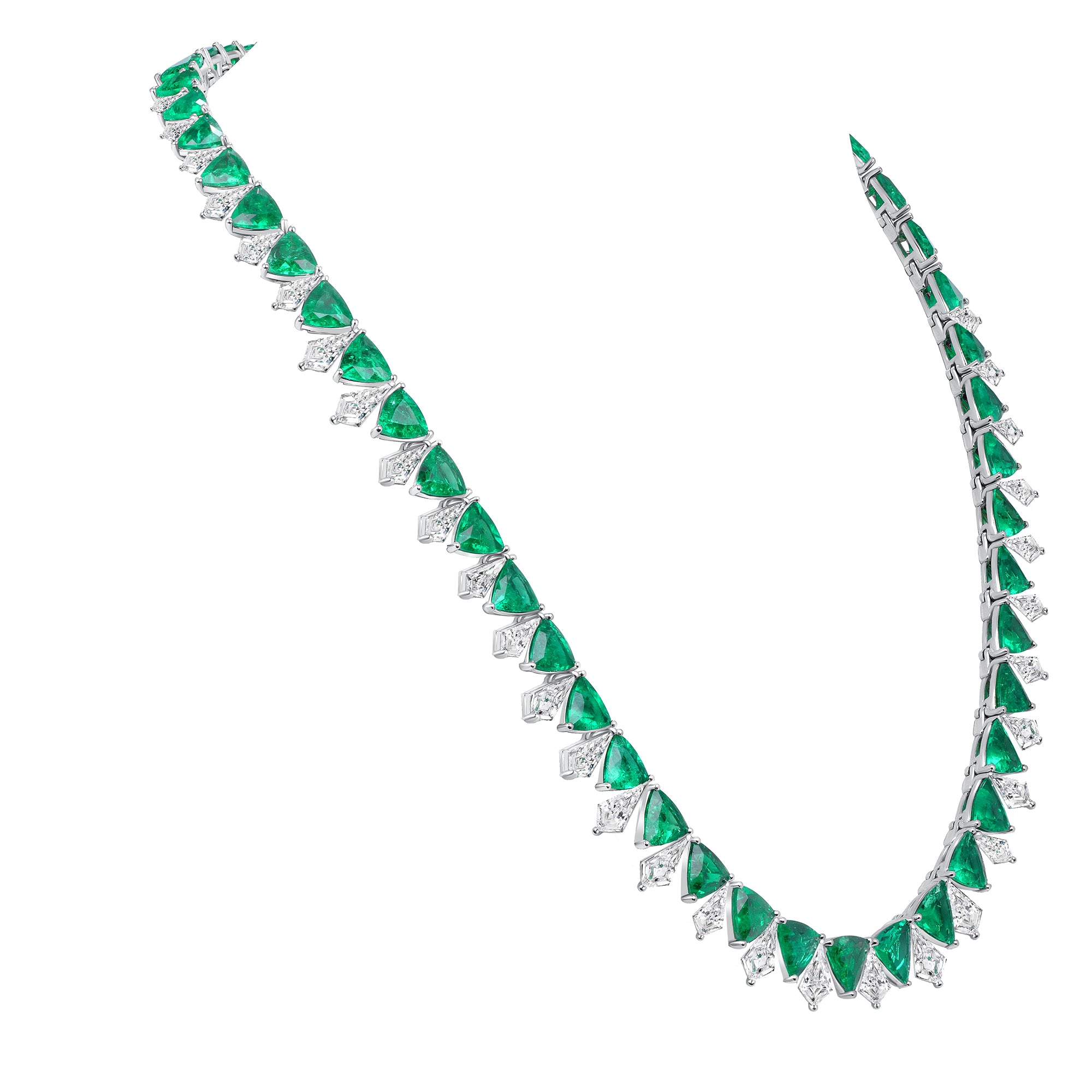 43.09 CT Emerald and Diamond Necklace