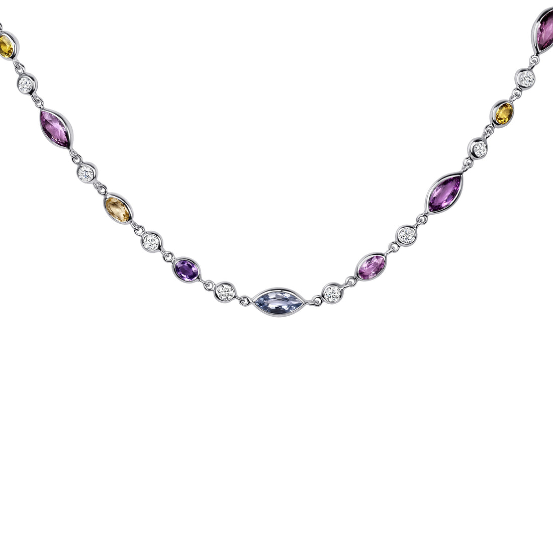 25.17CT Mix Cut Sapphire and Diamonds by the Yard Necklace