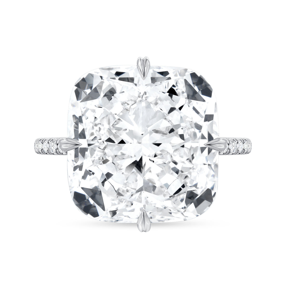 Radiant Cut Hidden Halo Diamond Ring with Pavé Band