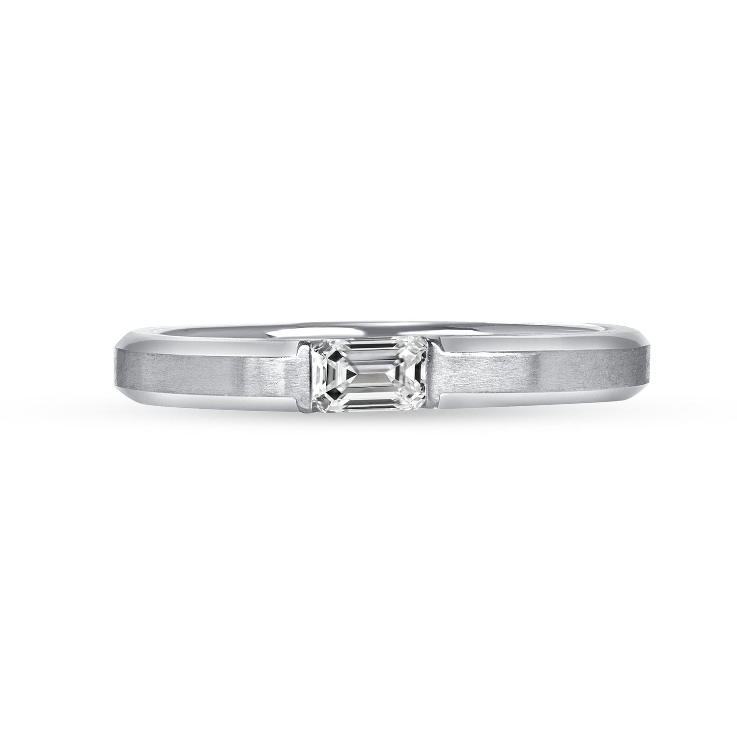 Emerald Cut Diamond Stackable Single Stone Band