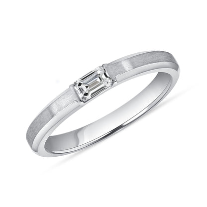 Emerald Cut Diamond Stackable Single Stone Band