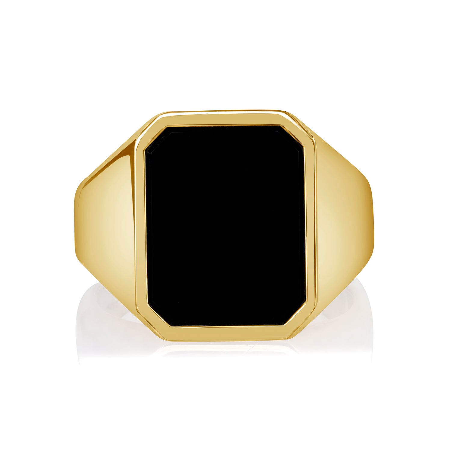 Black Onyx Solitaire Signet Ring