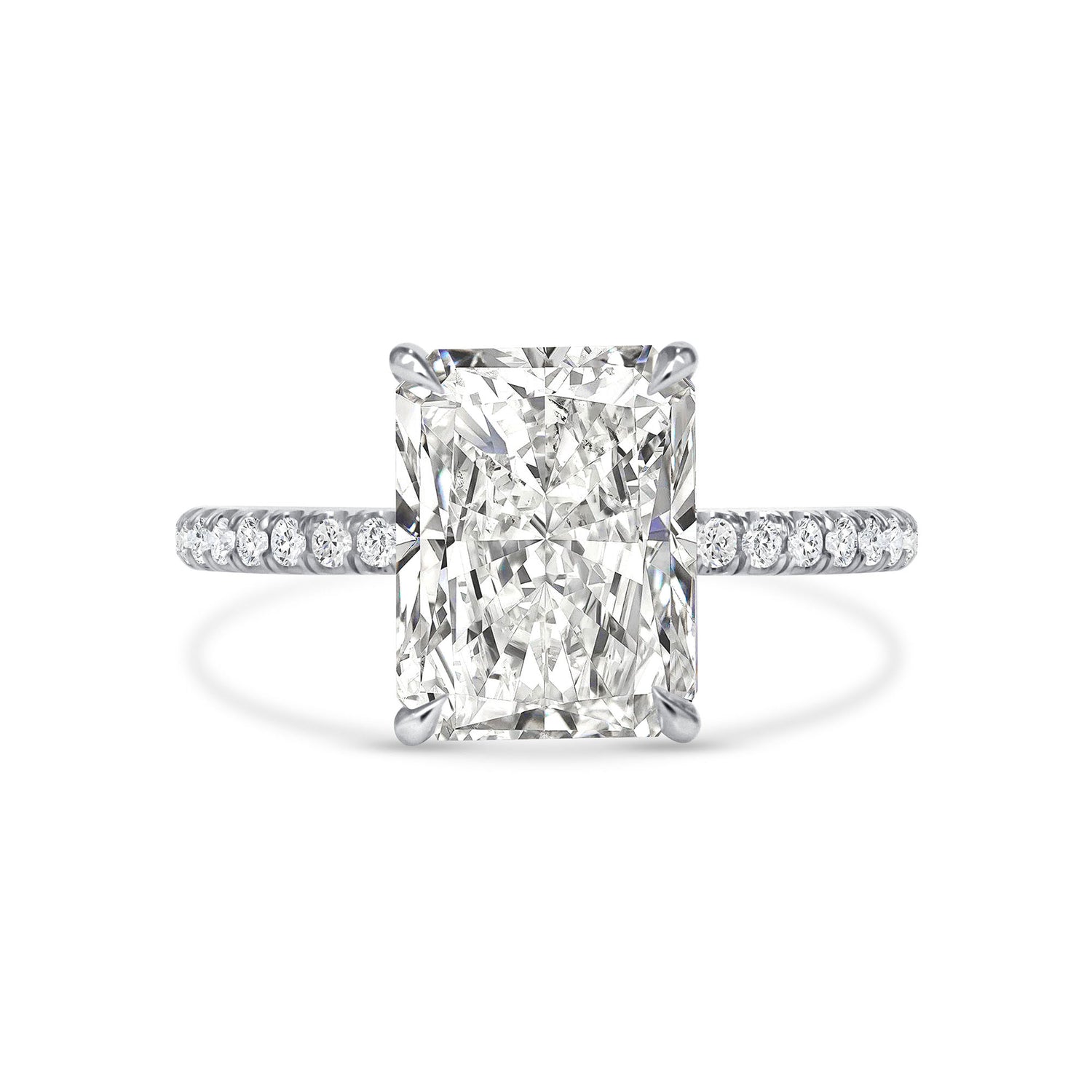 3 CT Radiant Cut Diamond Pavé and Hidden Halo Ring