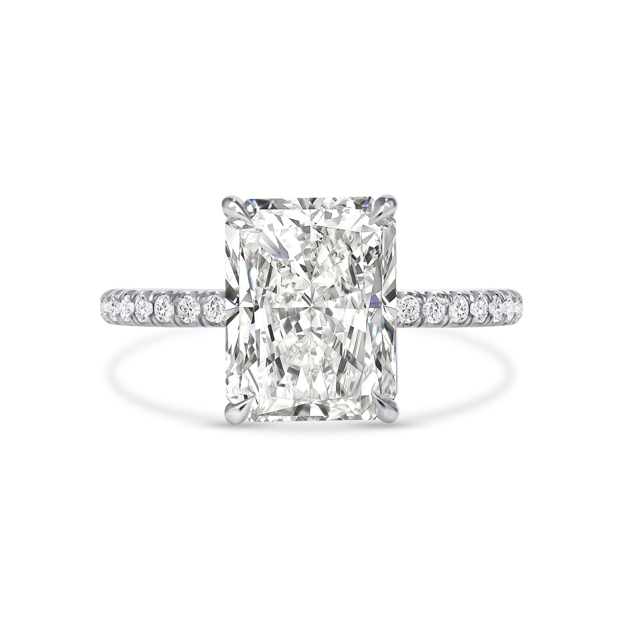 3 CT Radiant Cut Diamond Pavé and Hidden Halo Ring