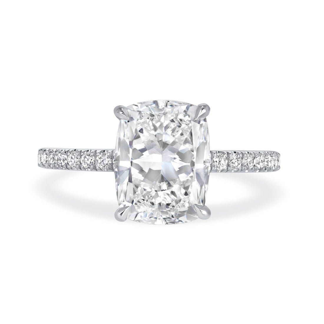 3.4 CT Cushion Cut &amp; Round Brilliant Cut Diamond Ring