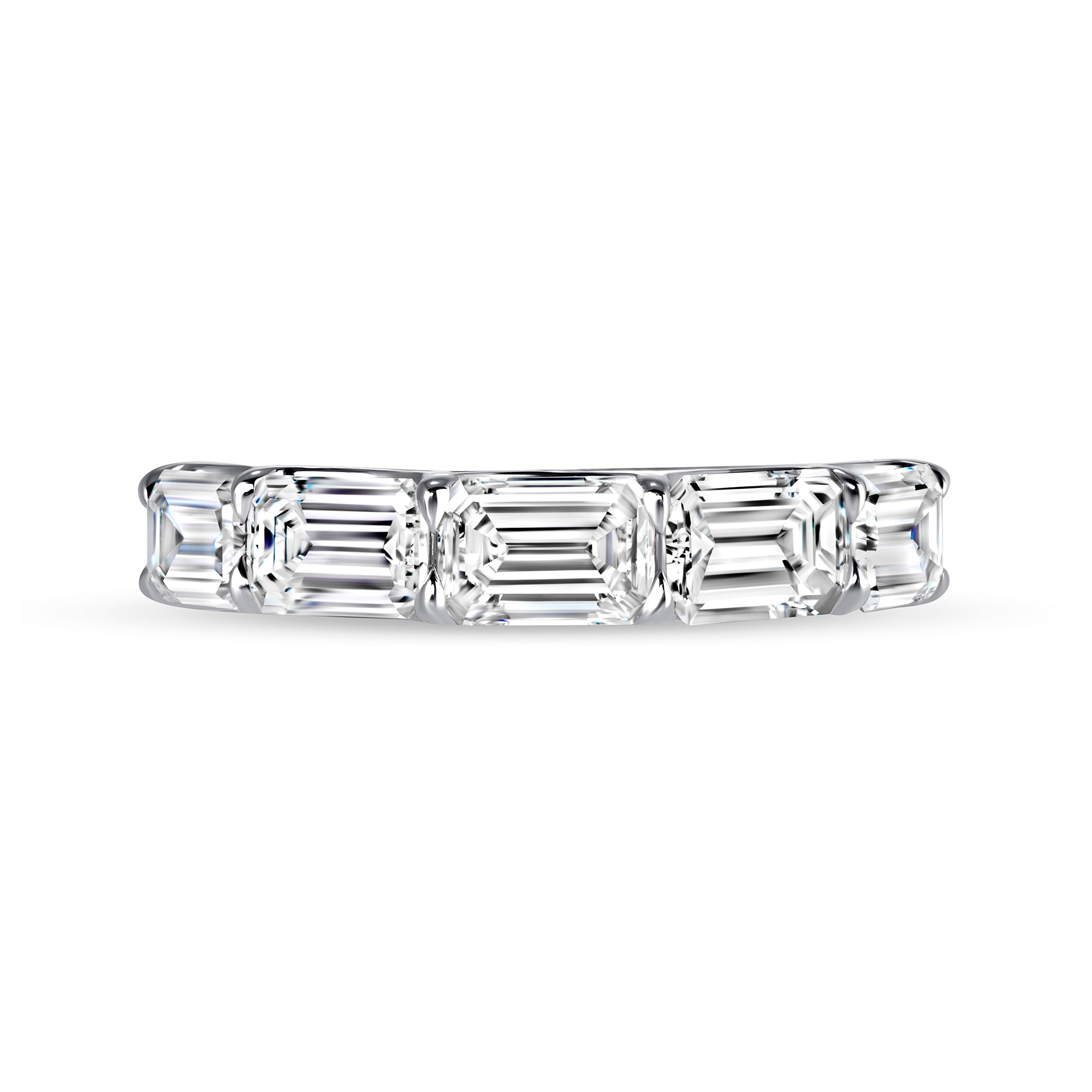 East-West Emerald Cut Diamond Half Eternity Band