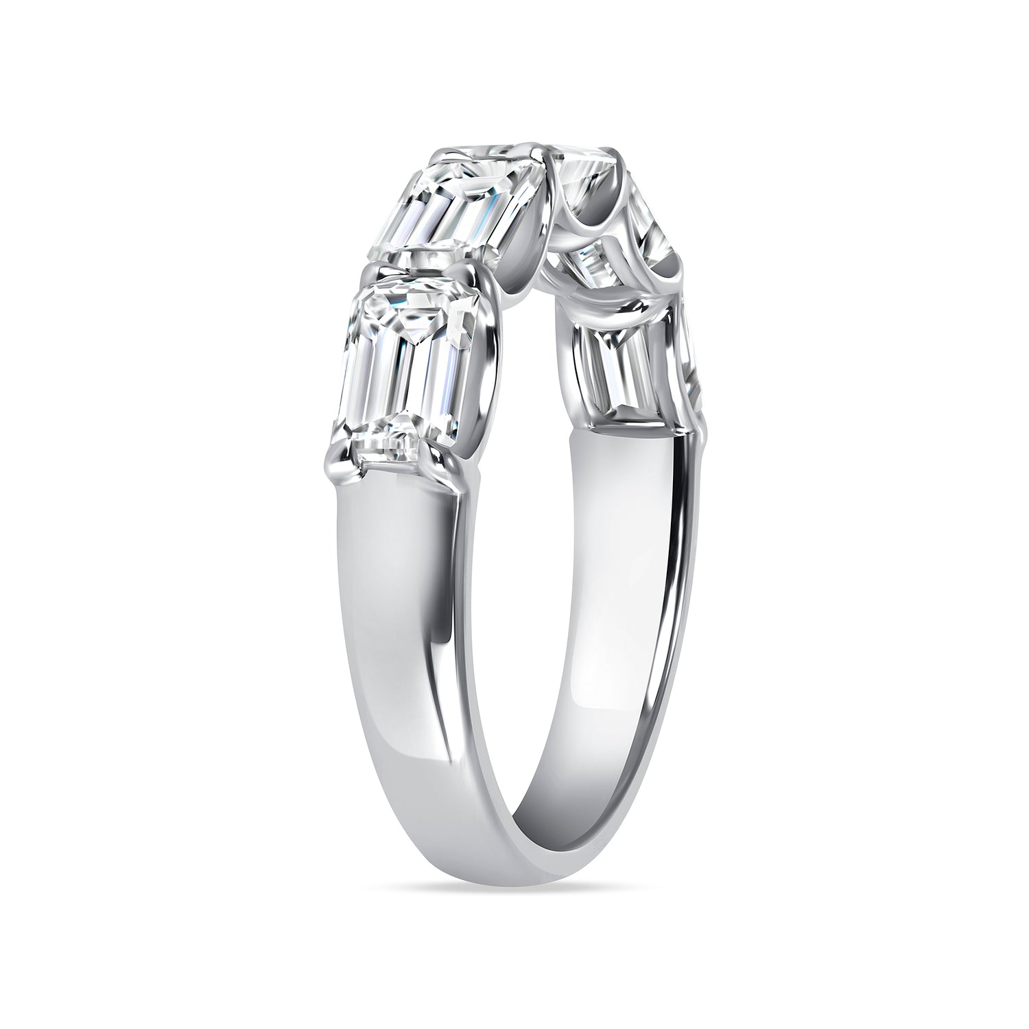 East-West Emerald Cut Diamond Half Eternity Band