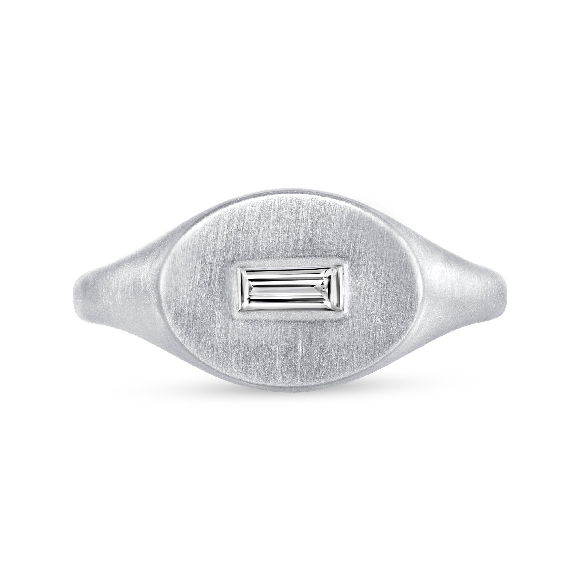 Baguette Cut Diamond Solitaire Signet Ring