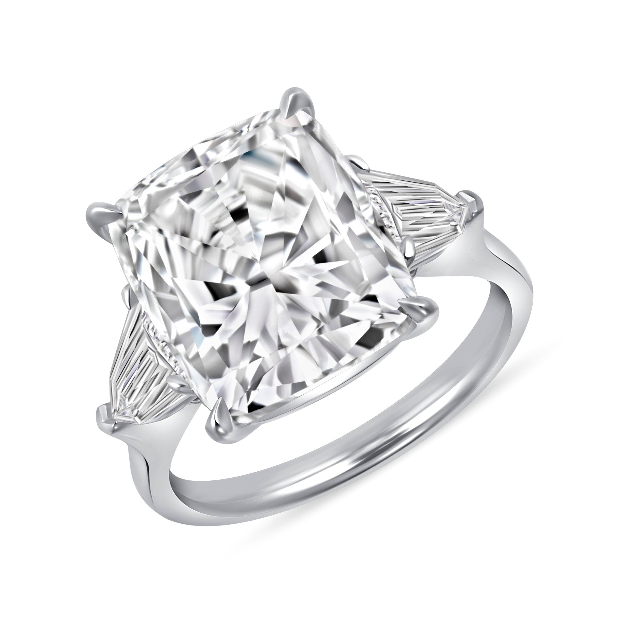 8 CT Cushion Cut Diamond Three Stone Ring