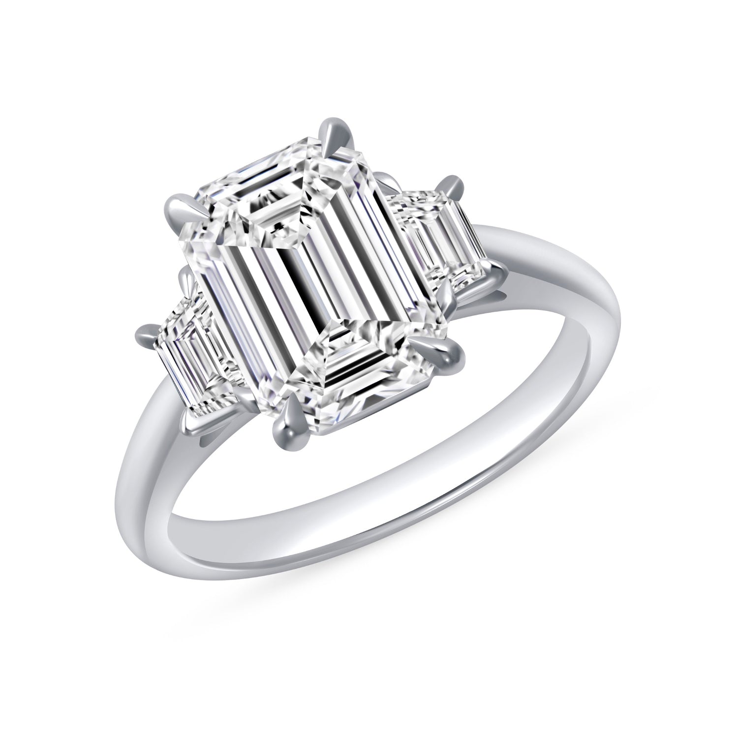 3.1 CT Emerald Cut Diamond Three Stone Ring