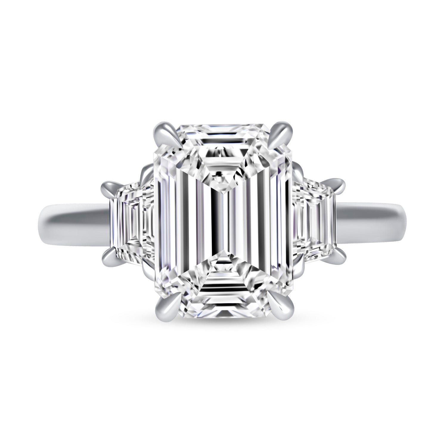 3.1 CT Emerald Cut Diamond Three Stone Ring