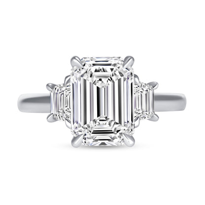 3.1 CT Emerald Cut Diamond Three Stone Ring