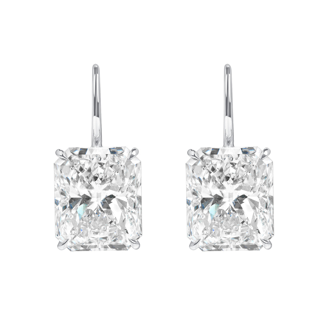 Radiant Cut Diamond Leverback Earrings