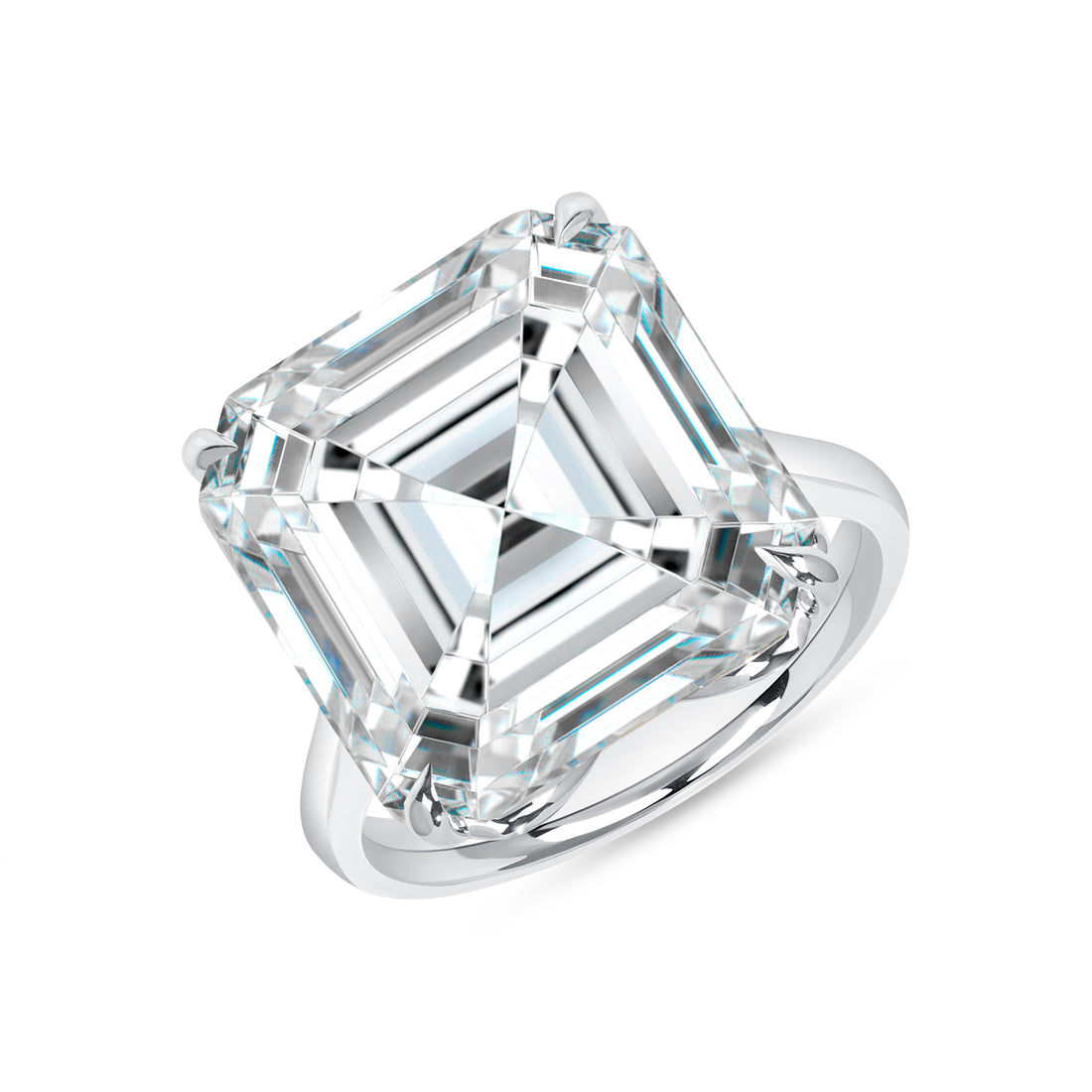 Asscher Cut Solitaire Diamond Ring